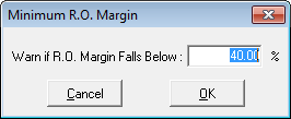 The Minimum RO Margin window.